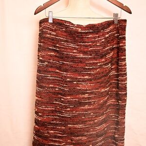 St John Burgundy Multicolor Tweed Pencil Skirt